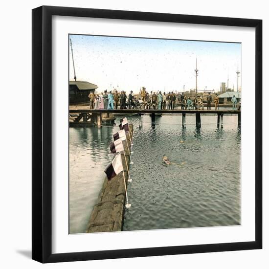 Copenhagen (Denmark), the Free Port, Swimmer's Competition-Leon, Levy et Fils-Framed Photographic Print