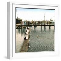 Copenhagen (Denmark), the Free Port, Swimmer's Competition-Leon, Levy et Fils-Framed Photographic Print