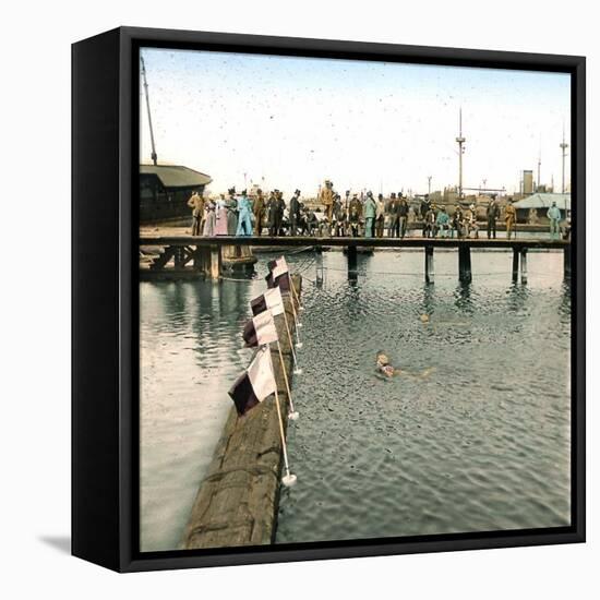 Copenhagen (Denmark), the Free Port, Swimmer's Competition-Leon, Levy et Fils-Framed Stretched Canvas