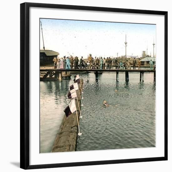 Copenhagen (Denmark), the Free Port, Swimmer's Competition-Leon, Levy et Fils-Framed Photographic Print