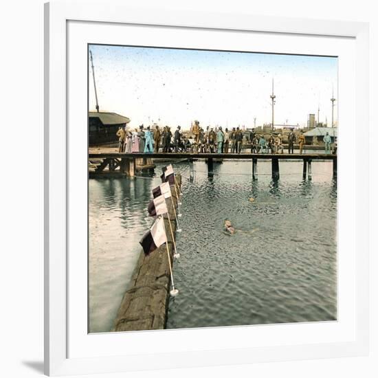 Copenhagen (Denmark), the Free Port, Swimmer's Competition-Leon, Levy et Fils-Framed Photographic Print