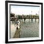 Copenhagen (Denmark), the Free Port, Swimmer's Competition-Leon, Levy et Fils-Framed Photographic Print