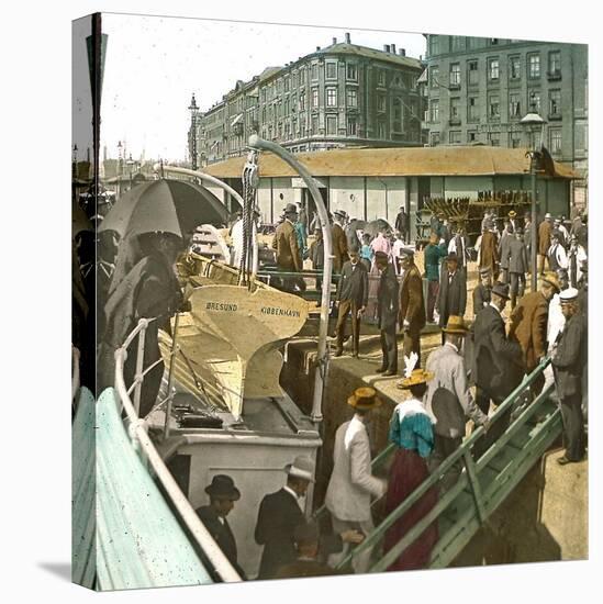 Copenhagen, Denmark, the Landing Stage of Havnegade-Leon, Levy et Fils-Stretched Canvas