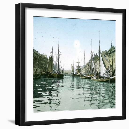 Copenhagen, Denmark, the New Harbour, around 1900-Leon, Levy et Fils-Framed Photographic Print