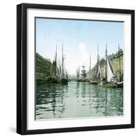 Copenhagen, Denmark, the New Harbour, around 1900-Leon, Levy et Fils-Framed Photographic Print