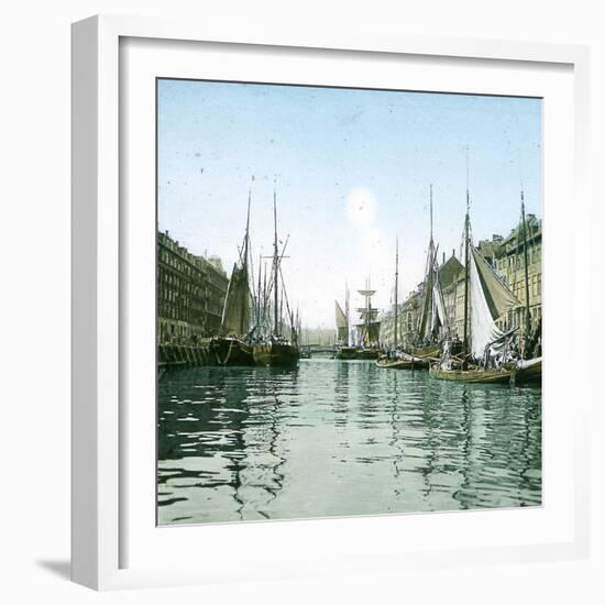 Copenhagen, Denmark, the New Harbour, around 1900-Leon, Levy et Fils-Framed Photographic Print