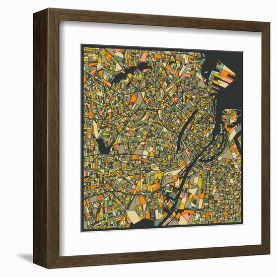 Copenhagen Map-Jazzberry Blue-Framed Art Print