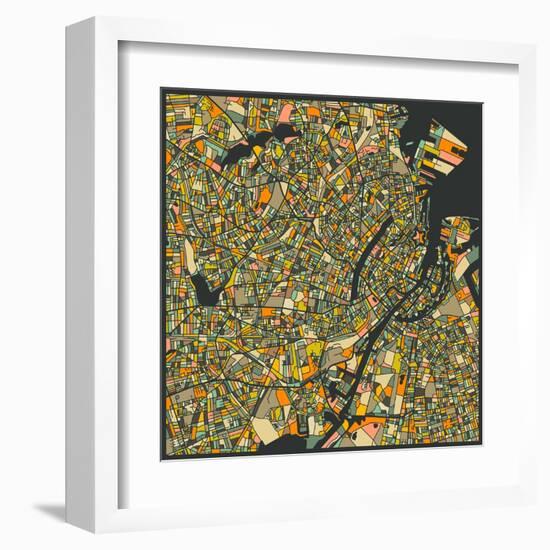 Copenhagen Map-Jazzberry Blue-Framed Art Print