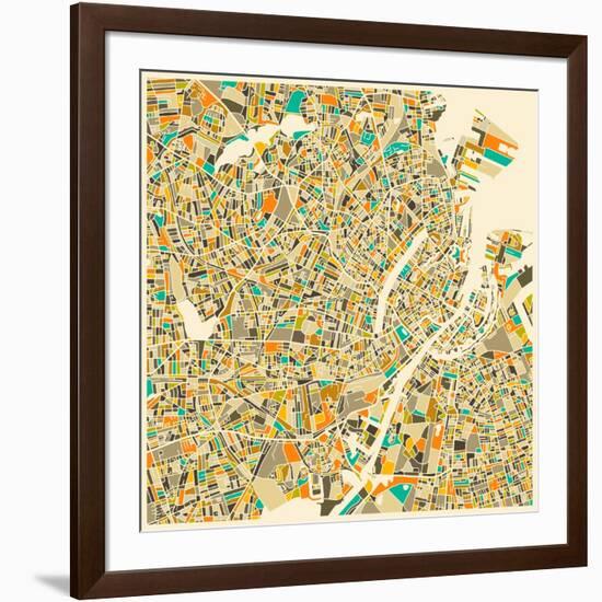 Copenhagen Map-Jazzberry Blue-Framed Art Print