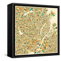 Copenhagen Map-Jazzberry Blue-Framed Stretched Canvas