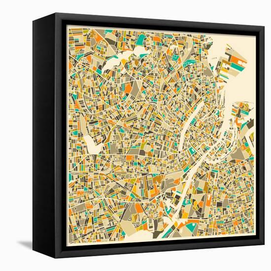 Copenhagen Map-Jazzberry Blue-Framed Stretched Canvas