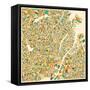 Copenhagen Map-Jazzberry Blue-Framed Stretched Canvas