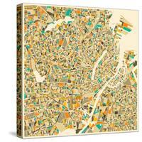 Copenhagen Map-Jazzberry Blue-Stretched Canvas