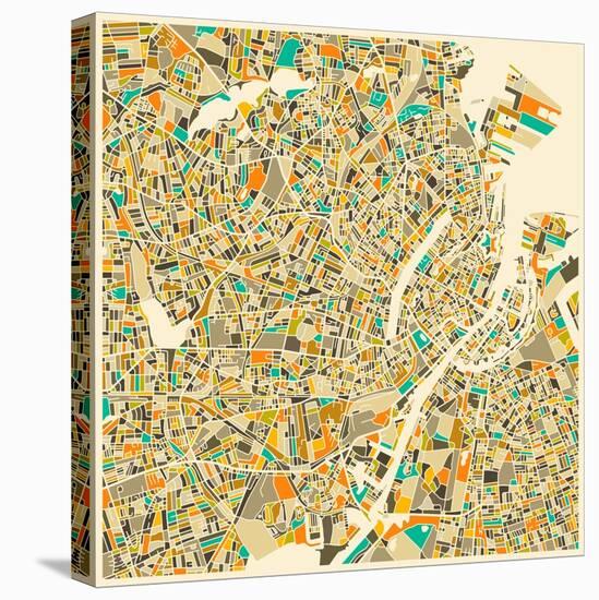 Copenhagen Map-Jazzberry Blue-Stretched Canvas