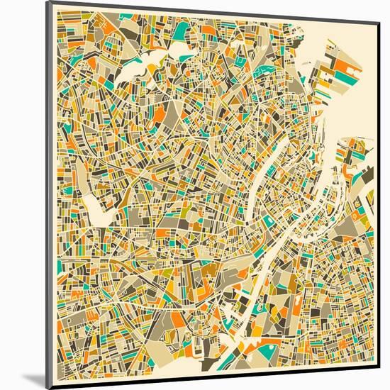 Copenhagen Map-Jazzberry Blue-Mounted Art Print