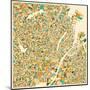 Copenhagen Map-Jazzberry Blue-Mounted Art Print