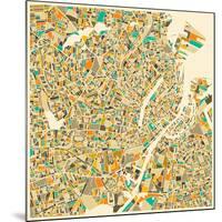 Copenhagen Map-Jazzberry Blue-Mounted Art Print