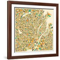 Copenhagen Map-Jazzberry Blue-Framed Art Print