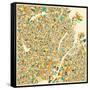 Copenhagen Map-Jazzberry Blue-Framed Stretched Canvas