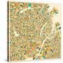 Copenhagen Map-Jazzberry Blue-Stretched Canvas