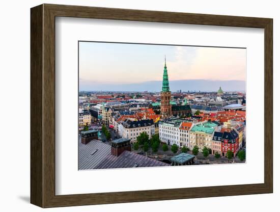 Copenhagen Skyline by Evening. Denmark Capital City Streets and Danish House Roofs. Copenhagen Old-aliaksei kruhlenia-Framed Photographic Print