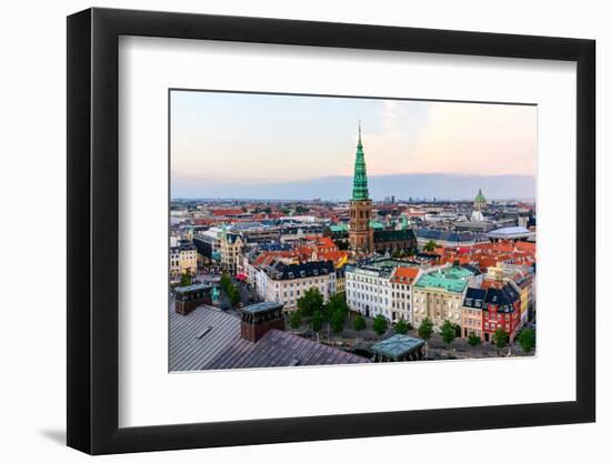 Copenhagen Skyline by Evening. Denmark Capital City Streets and Danish House Roofs. Copenhagen Old-aliaksei kruhlenia-Framed Photographic Print