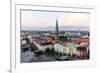 Copenhagen Skyline by Evening. Denmark Capital City Streets and Danish House Roofs. Copenhagen Old-aliaksei kruhlenia-Framed Photographic Print