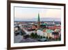 Copenhagen Skyline by Evening. Denmark Capital City Streets and Danish House Roofs. Copenhagen Old-aliaksei kruhlenia-Framed Photographic Print