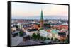 Copenhagen Skyline by Evening. Denmark Capital City Streets and Danish House Roofs. Copenhagen Old-aliaksei kruhlenia-Framed Stretched Canvas