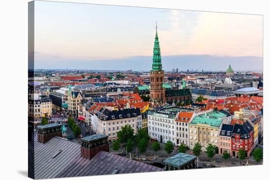 Copenhagen Skyline by Evening. Denmark Capital City Streets and Danish House Roofs. Copenhagen Old-aliaksei kruhlenia-Stretched Canvas