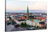 Copenhagen Skyline by Evening. Denmark Capital City Streets and Danish House Roofs. Copenhagen Old-aliaksei kruhlenia-Stretched Canvas