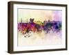 Copenhagen Skyline in Watercolor Background-paulrommer-Framed Art Print