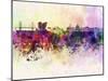 Copenhagen Skyline in Watercolor Background-paulrommer-Mounted Art Print