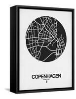 Copenhagen Street Map Black on White-NaxArt-Framed Stretched Canvas