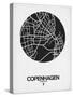 Copenhagen Street Map Black on White-NaxArt-Stretched Canvas