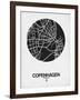 Copenhagen Street Map Black on White-NaxArt-Framed Art Print