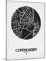 Copenhagen Street Map Black on White-NaxArt-Mounted Art Print