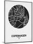 Copenhagen Street Map Black on White-NaxArt-Mounted Art Print