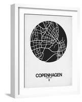 Copenhagen Street Map Black on White-NaxArt-Framed Art Print