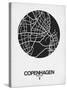 Copenhagen Street Map Black on White-NaxArt-Stretched Canvas