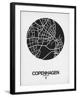 Copenhagen Street Map Black on White-NaxArt-Framed Art Print