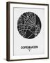 Copenhagen Street Map Black on White-NaxArt-Framed Art Print