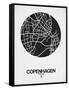 Copenhagen Street Map Black on White-NaxArt-Framed Stretched Canvas