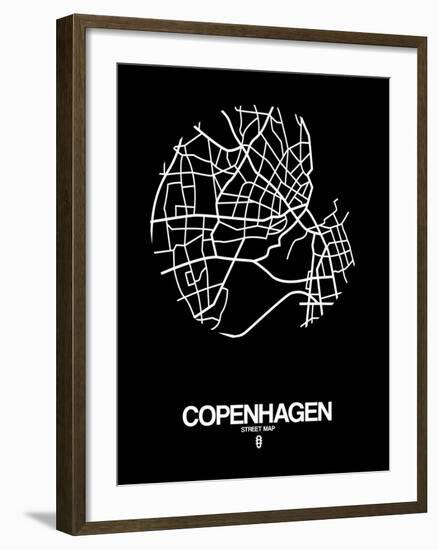 Copenhagen Street Map Black-NaxArt-Framed Art Print