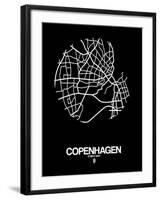 Copenhagen Street Map Black-NaxArt-Framed Art Print