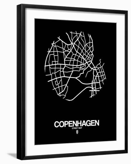 Copenhagen Street Map Black-NaxArt-Framed Art Print