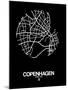 Copenhagen Street Map Black-NaxArt-Mounted Art Print