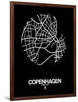 Copenhagen Street Map Black-NaxArt-Framed Art Print