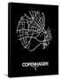 Copenhagen Street Map Black-NaxArt-Framed Stretched Canvas