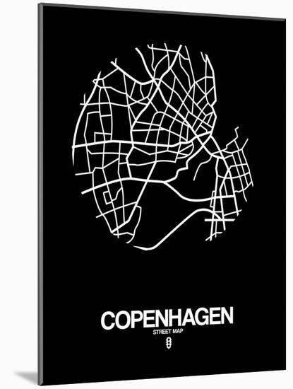 Copenhagen Street Map Black-NaxArt-Mounted Art Print